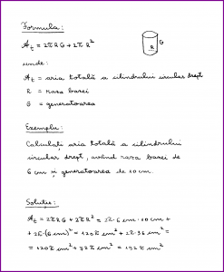 Learn Math In Romanian - Aria totala a cilindrului circular drept (scris de mana)