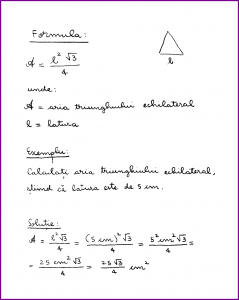 Learn Math In Romanian - Aria triunghiului echilateral (scris de mana)