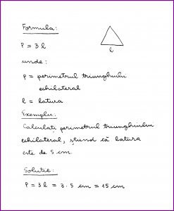 Learn Math In Romanian - Perimetrul triunghiului echilateral (scris de mana)