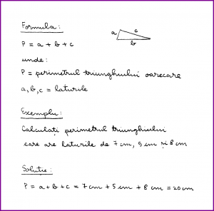 Learn Math In Romanian - Perimetrul triunghiului oarecare (scris de mana)