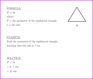 Perimeter of the equilateral triangle (formula and example)