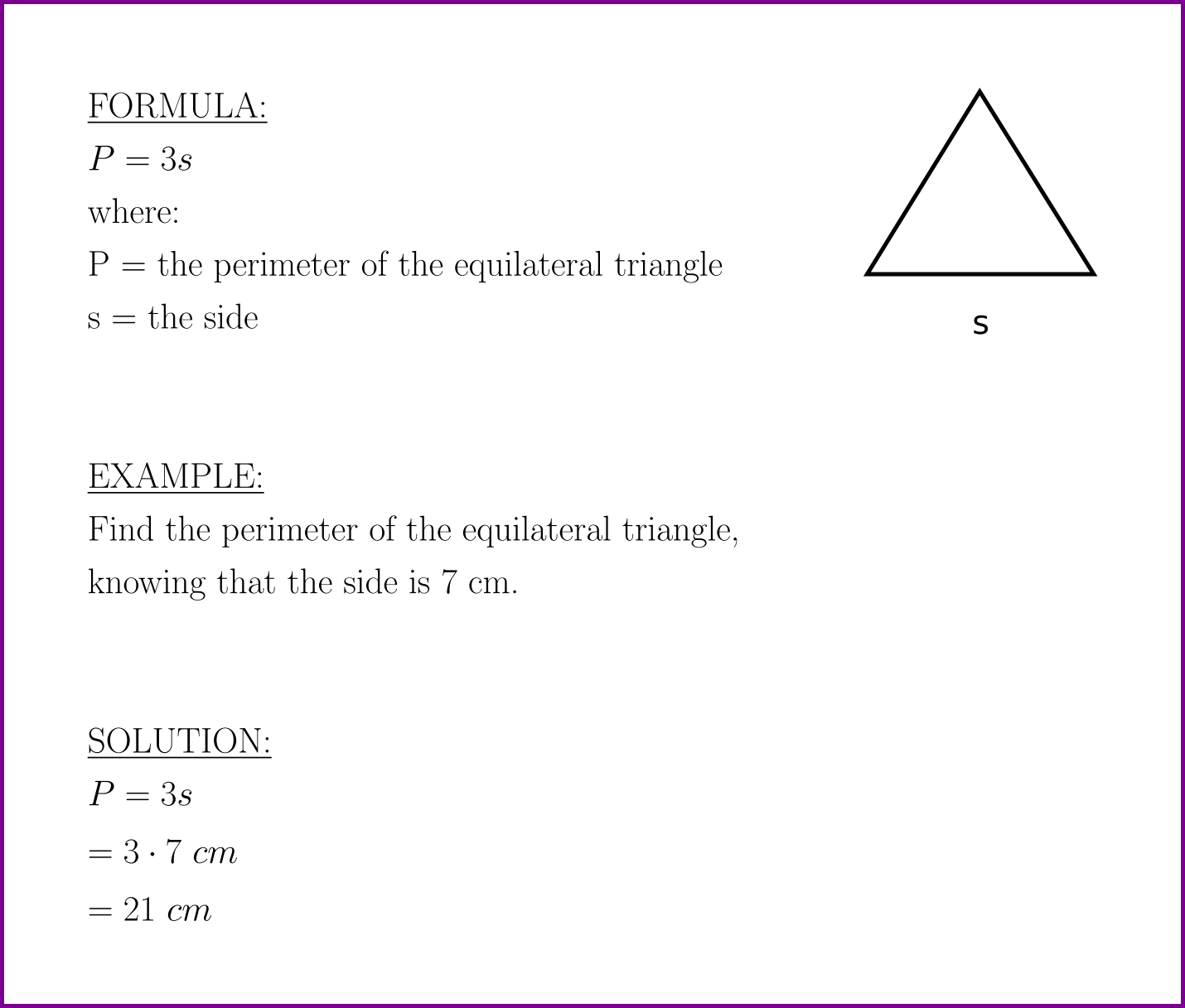 Perimeter Of A Equilateral Triangle