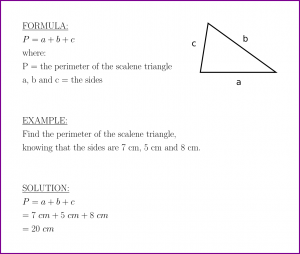 Perimeter of the scalene triangle (formula and example)