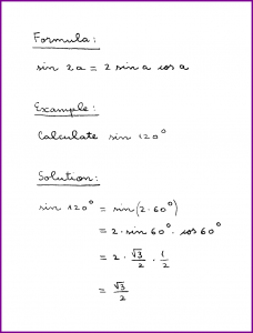 sin 2a (formula and example) (sine of double angle) (trigonometry) (handwritten)