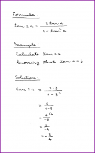 tan 2a (formula and example) (tangent of double angle) (trigonometry) (handwritten)