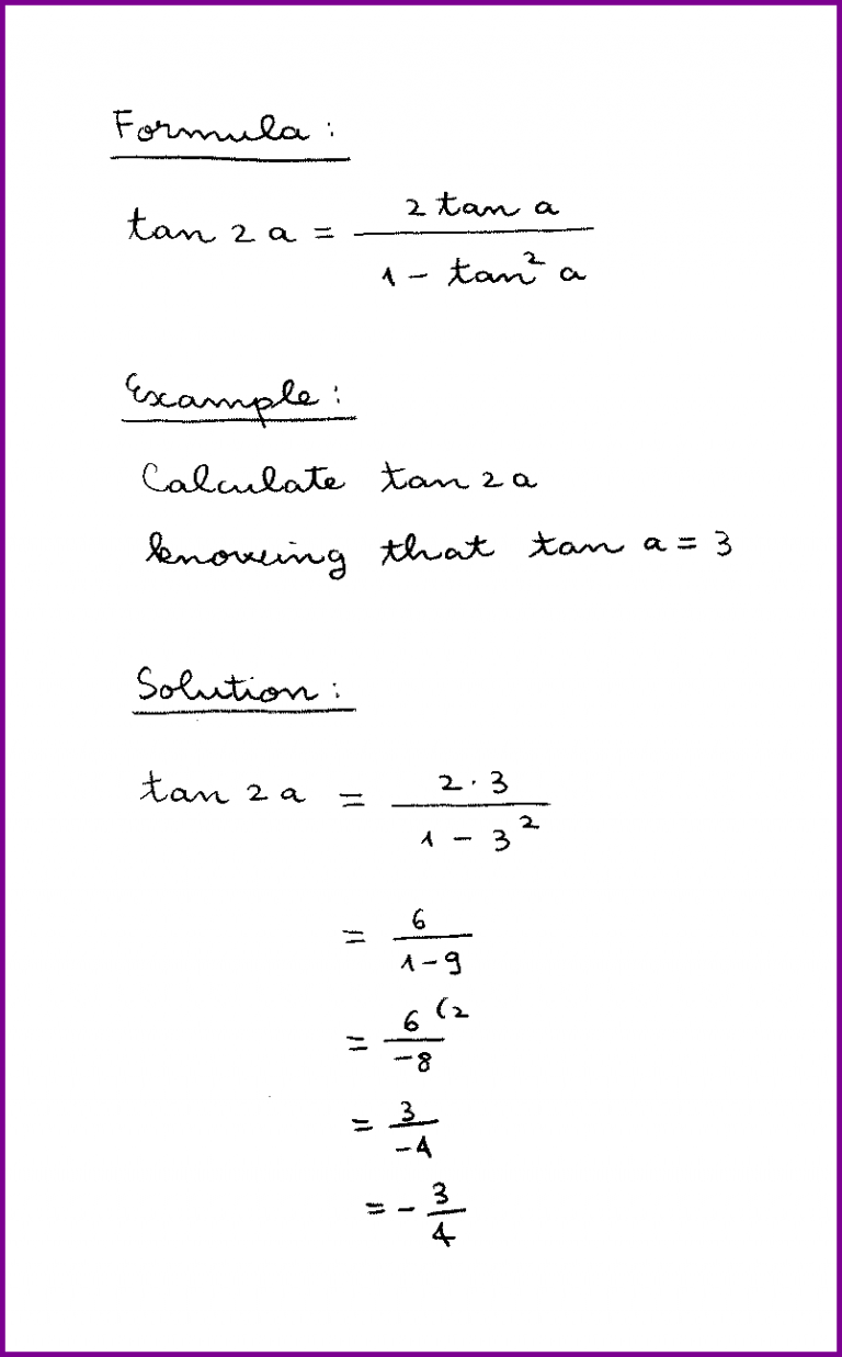 Tan 2a (formula And Example) (tangent Of Double Angle) (trigonometry ...