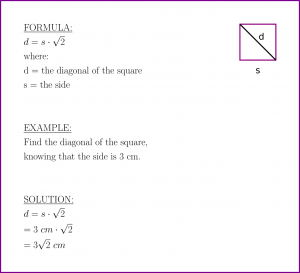Diagonal of the square (formula and example)
