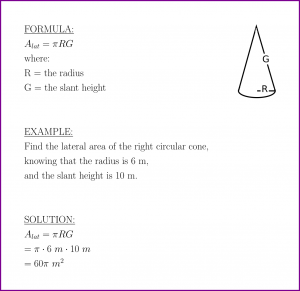 Lateral area of the right circular cone (formula and example)