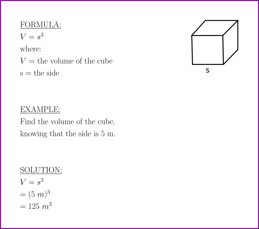 finding the volume of a cube example