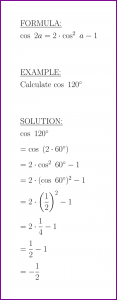 cos 2a (formula and example) (cosine of double angle)