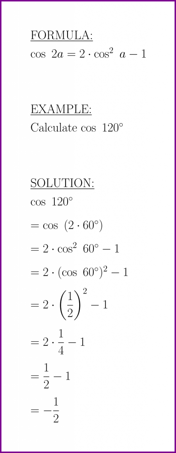 Cos 2a formula And Example cosine Of Double Angle LUNLUN COM