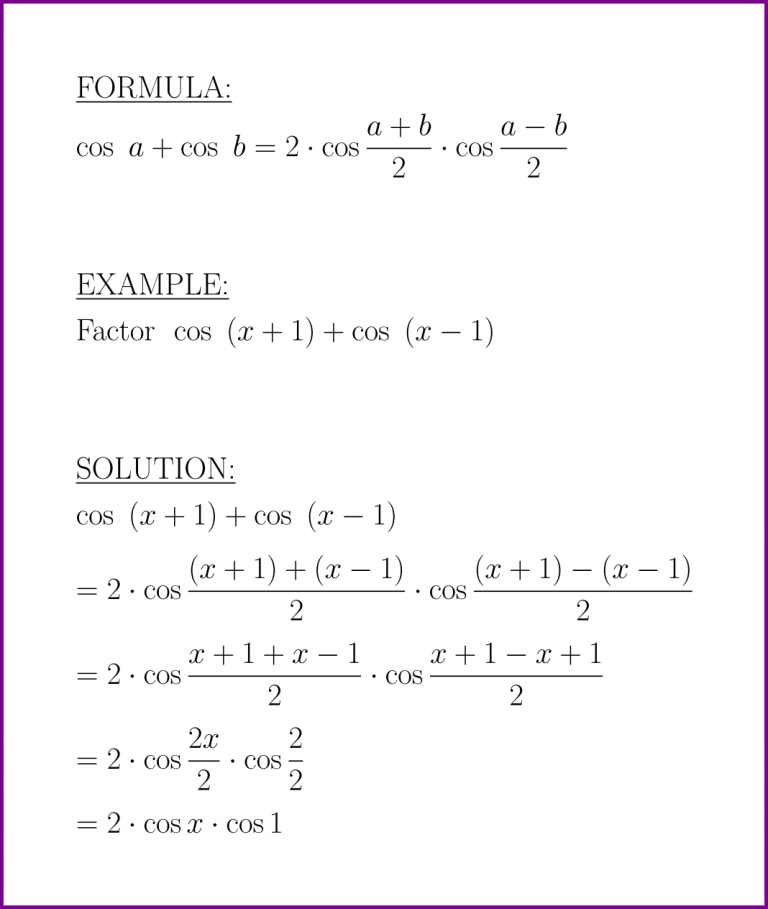 Cos A + Cos B (formula And Example) (sum Of Cosine) – LUNLUN.COM