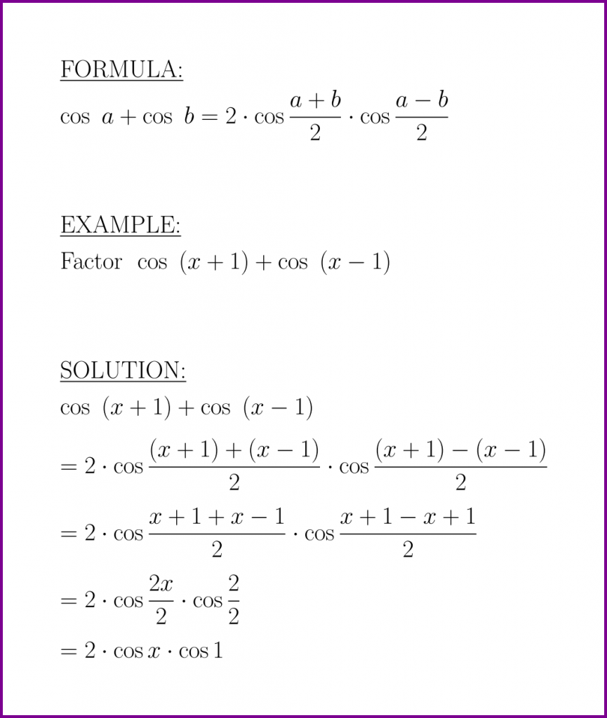 cos a + cos b (formula and example) (sum of cosine) – LUNLUN.COM