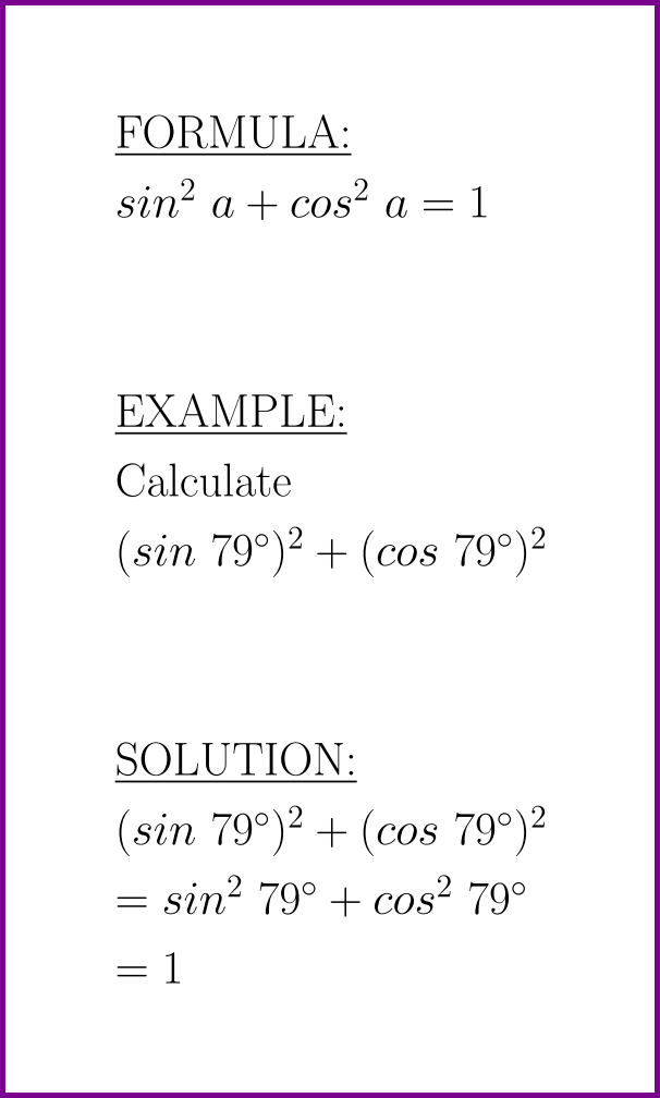 sin^2 a + cos^2 a (formula and example) – LUNLUN.COM