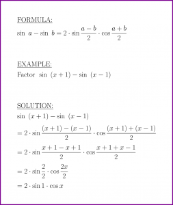 sin a - sin b (formula and example) (difference of sine)