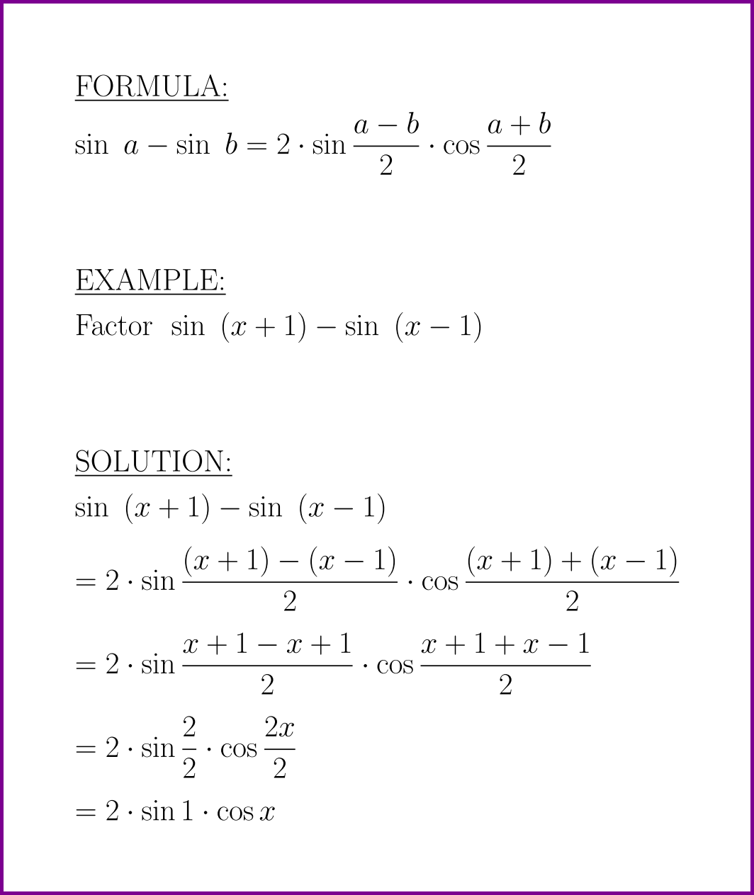 Sin A Sin B formula And Example difference Of Sine LUNLUN COM