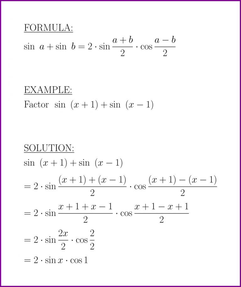 Sin A + Sin B (formula And Example) (sum Of Sine) – LUNLUN.COM