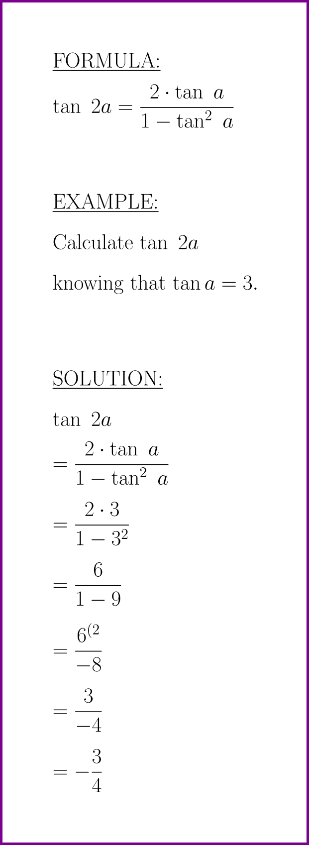 Tan 2a formula And Example tangent Of Double Angle LUNLUN COM
