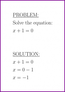 Solve x+1=0 (first degree equation)