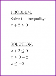 Solve x+2<=0 (first degree inequality)