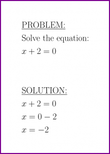 Solve x+2=0 (first degree equation)
