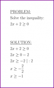 Solve 2x+2>=0 (first degree inequality)
