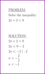 Solve 2x+2<0 (first degree inequality)