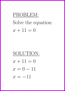 Solve x+11=0 (first degree equation)