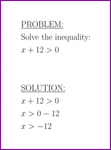 Solve x+12>0 (first degree inequality)