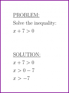 Solve x+7>0 (first degree inequality)