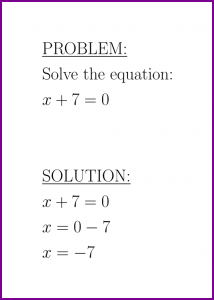 Solve x+7=0 (first degree equation)
