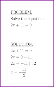 Solve 2x+11=0 (first degree equation)