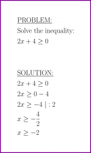 Solve 2x+4>=0 (first degree inequality)