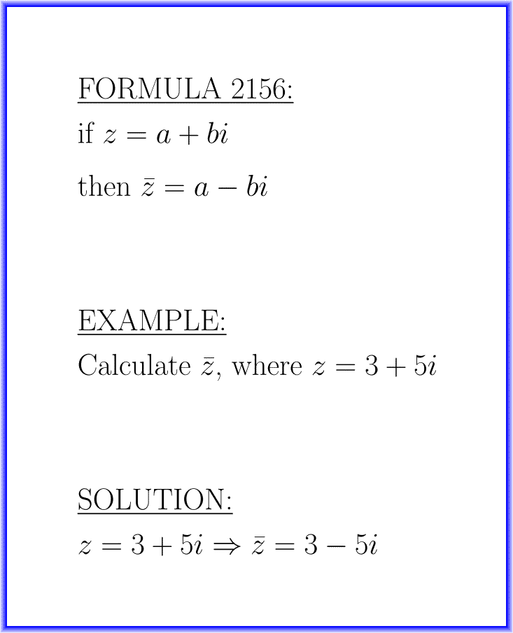 The conjugate of a complex number : formula with example : formula 2156
